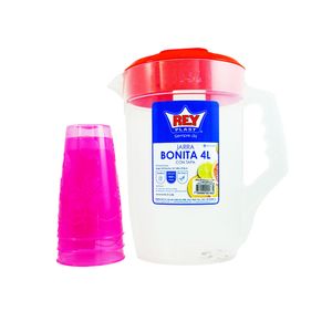 Jarra bonita 4lt c/tapa + 3 vasos