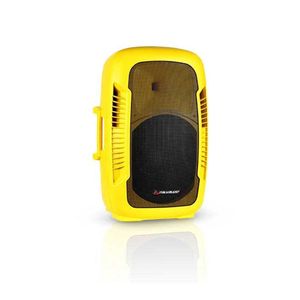 CAJA ITALY AUDIO 15  pulg RECARG. AMARILLA BATERIA 12V INCLUYE 2XVHF MIC Y PEDESTAL ELITEPORTABLE-YL