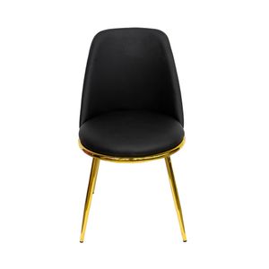 SILLA NEGRA DE COMEDOR CON PATAS DORADAS PVC  DA2310