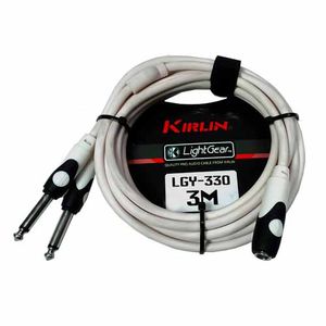CABLE KIRLIN, 1/4 pulg MONO JACK - 2X 1/4 pulg MONO PLUG 3M BLANCO  LGY330-3MWH