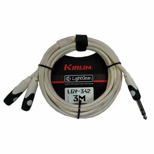 CABLE KIRLIN, 1/4 pulg TRS PLUG - 2X 1/4 pulg TRS JACK 3M BLANCO  LGY342-3MWH