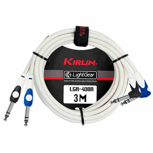 CABLE-KIRLIN-24AWG-2X-1-4-pulg-TRS-PLUG---2X-1-4-pulg-TRS-ANGLE-3M-BLANCO--LGA408R-3MWH
