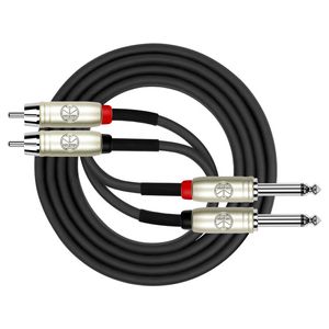 CABLE KIRLIN DE CONEXIÓN 24AWG, 2x RCA PLUG - 2x 1/4 pulg MONO PLUG 6M NEGRO