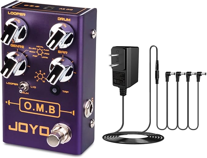 LOOPER---DRUM-MACHINE-PEDAL-BUNDLE-CON-DC-9V-PEDAL-FUENTE-DE-ALIMENTACION--800MA-1A--ADAPTADOR-DE-CA