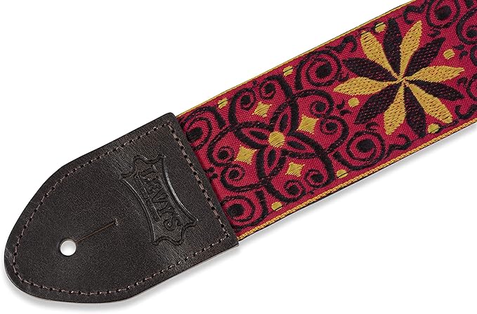 CORREA-LEVYS-SERIE-VINTAGE-HOOTENANNY-DE-TELA-TEJIDA--COLOR-ROJO--PARA-GUITARRA-M8HTV-211