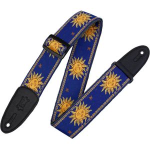 CORREA LEVYS SERIES SUN MOTIF, DE TELA TEJIDA , COLOR AZUL, PARA GUITARRA, MPJG-SUN-BLU