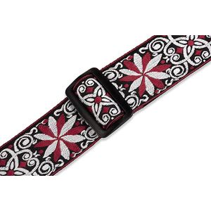 CORREA LEVYS SERIE HOOTENANNY, TELA TEJIDA , ESTILO FLORAL ROJO CON BLANCO, P. GUITARRA M8HT-12