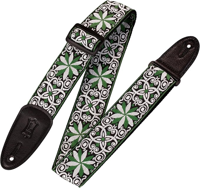 CORREA-LEVYS-SERIE-HOOTENANNY-TELA-TEJIDA--ESTILO-FLORAL-VERDE-CON-BLANCO--P.-GUITARRA-M8HT-11