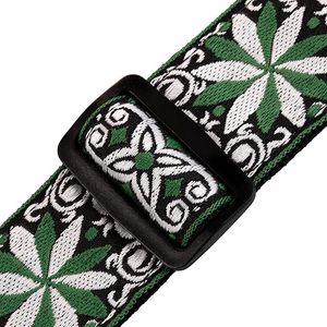 CORREA LEVYS SERIE HOOTENANNY, TELA TEJIDA , ESTILO FLORAL VERDE CON BLANCO  P. GUITARRA M8HT-11