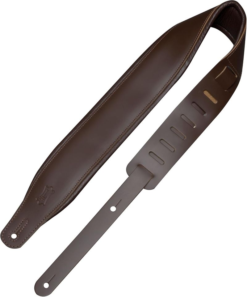 CORREA-LEVYS-SERIE-AMPED-LEATHER-CUERO-CAFE-OSCURO--RELLENO-DE-ESPUMA--P.-GUITARRA-M26PD-DBR_DBR