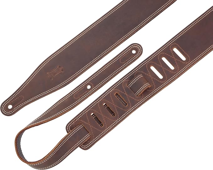 CORREA-LEVYS-SERIE-LIKE-BUTTER-DE-CUERO-COLOR-MARRON-OSCURO-DOBLE-PUNTADA-P.GUITARRA-M17BDS-DBR1