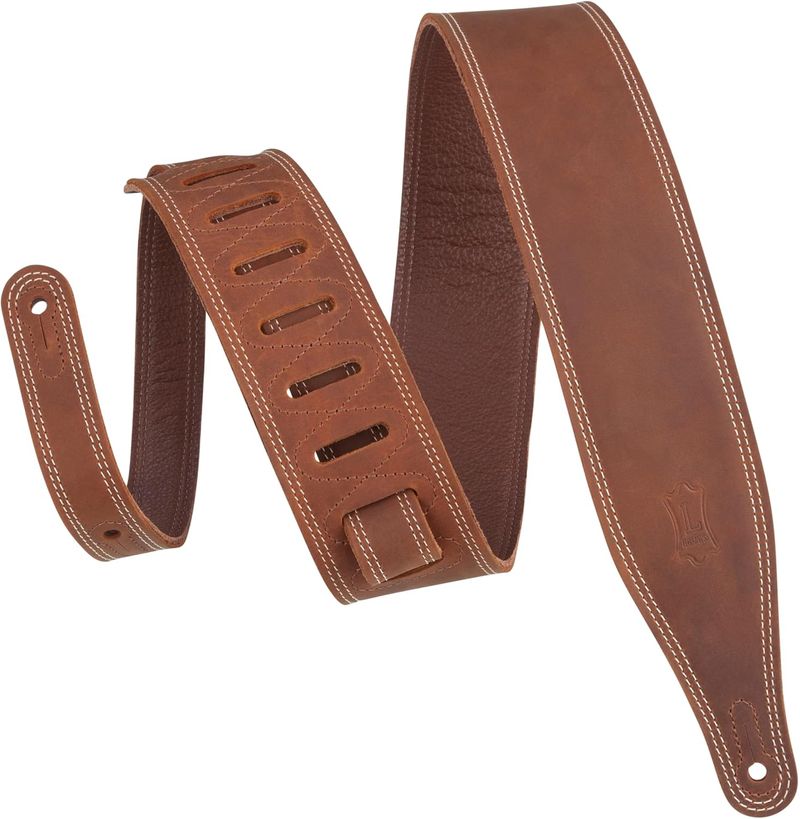 CORREA-LEVYS-SERIE-LIKE-BUTTER-DE-CUERO-COLOR-MARRON-CON-DOBLE-PUNTADA-PARA-GUITARRA-M17BDS-BRN