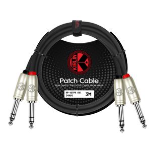 "CABLE KIRLIN DUAL PATCH 24AWG, 2X 1/4"" TRS PLUG A 2X 1/4"" TRS PLUG "AP407PR-3M-BK