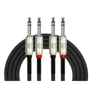 "CABLE KIRLIN DUAL PATCH 24AWG, 2X 1/4"" TRS PLUG A 2X 1/4"" TRS PLUG "AP407PR-3M-BK
