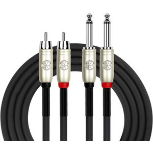 CABLE KIRLIN DE CONEXIÓN 24AWG, 2x RCA PLUG - 2x 1/4 pulg MONO PLUG 2M NEGRO  AP403PR-2MBK