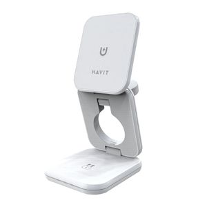 CARGADOR INALAMBRICO HAVIT W3038 BLANCO, TRES EN UNO